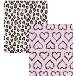 Hudson Baby Pink Heart Brown Leopard Print Cozy SOFT Fleece Blanket Lot Girl NWT